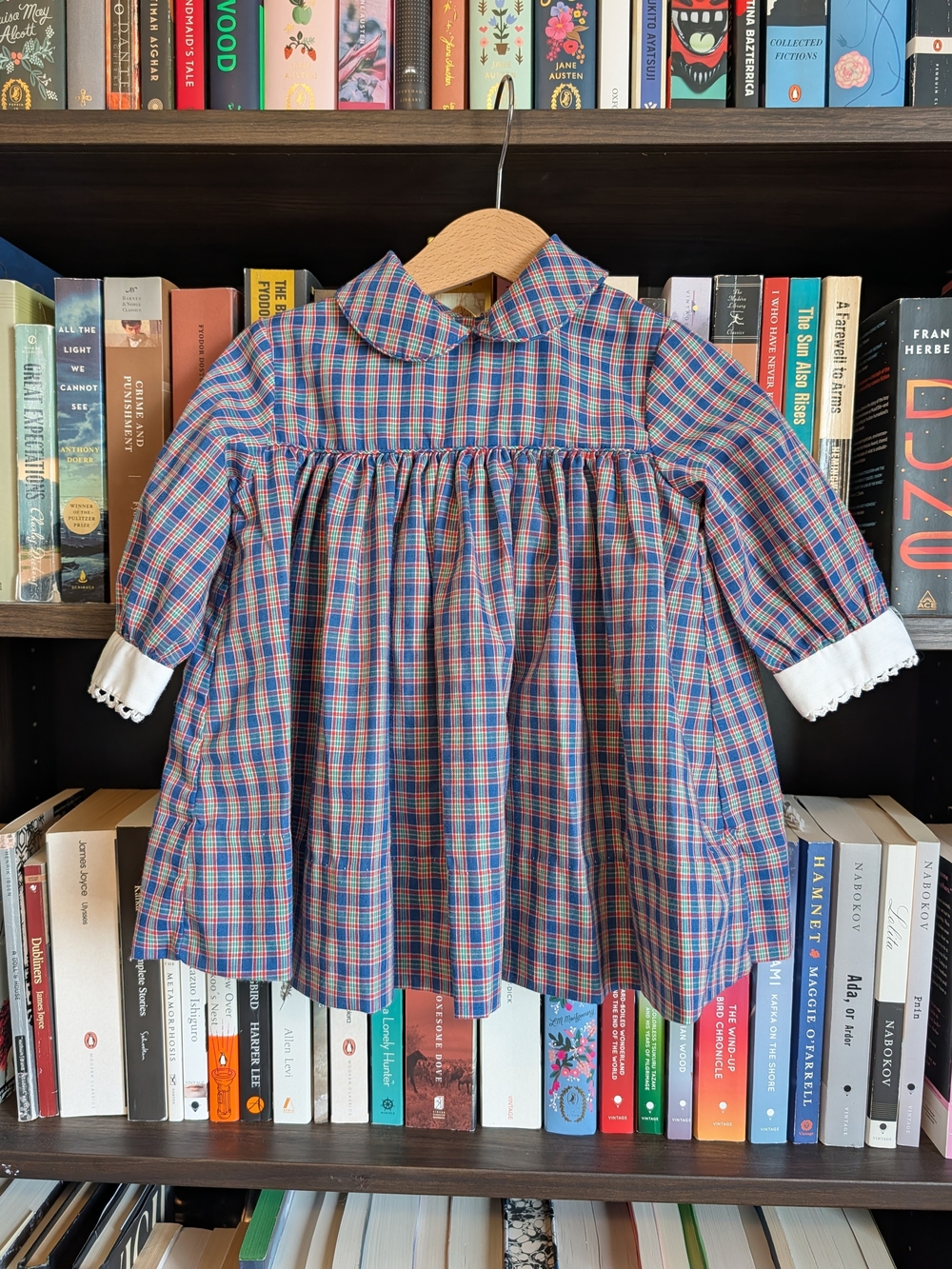 Classic Plaid Peter Pan Collar Kids Dress - Blue & Pink